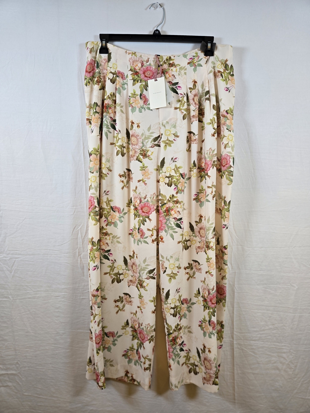 Alex Marie Cream Wide-Leg Pants with Pink & Green Floral Design